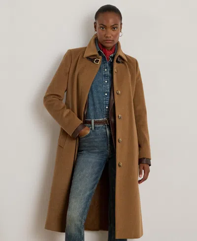 Ralph Lauren Women's Belted Single-breasted Wool Coat In Brown
