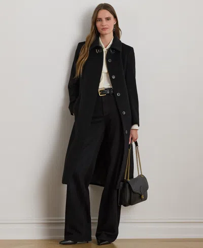 Ralph Lauren Women's Belted Single-breasted Wool Coat In Black