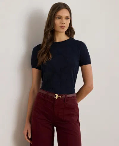 Ralph Lauren Women's Belting-motif Short-sleeve Sweater In Multi