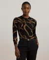 Ralph Lauren Petite Belting-print Cotton-blend Sweater