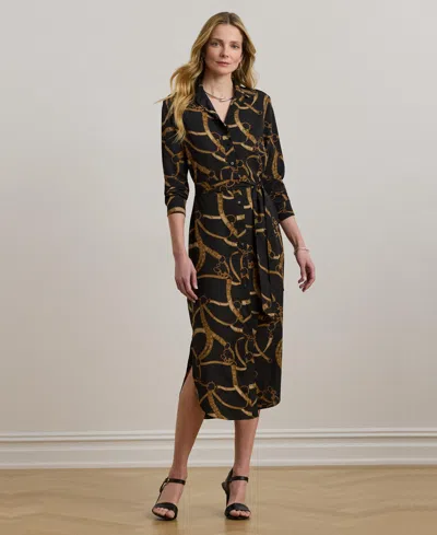 Ralph Lauren Women's Belting-print Crepe Shirtdress In Multi