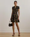 Ralph Lauren Women's Belting-print Crepe Tie-front Dress In Black