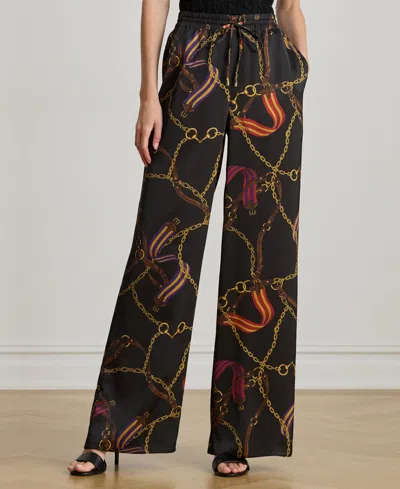 RALPH LAUREN WOMEN'S BELTING PRINT WIDE LEG PANTS