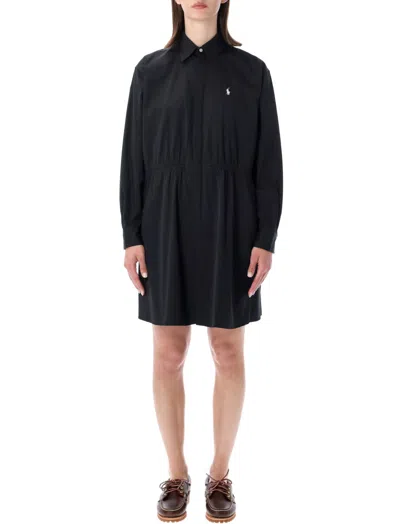 Ralph Lauren Black Logo Shirt Collar Mini Dress