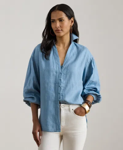 Ralph Lauren Women's Blouson-sleeve Shirt In Blue