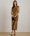 Ralph Lauren Python-print Jersey Cap-sleeve Midi Dress In Multi
