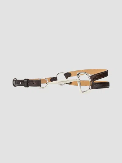 Ralph Lauren Women's Bombé Leather Skinny Belt In Vintage Brown