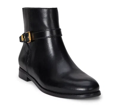 Ralph Lauren Women's Brooke Ii Stacked Leather Heel Booties In Black