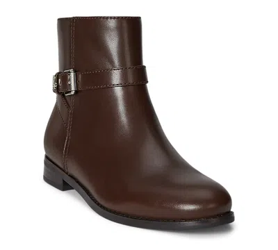 Ralph Lauren Women's Brooke Ii Stacked Leather Heel Booties In Brown