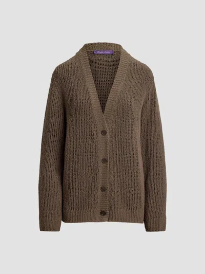 Ralph Lauren Women's Brushed Off Gauge Cardigan In Brown