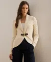 Ralph Lauren Lauren  Gassed Cable Stitch Belted Cardigan In Multi