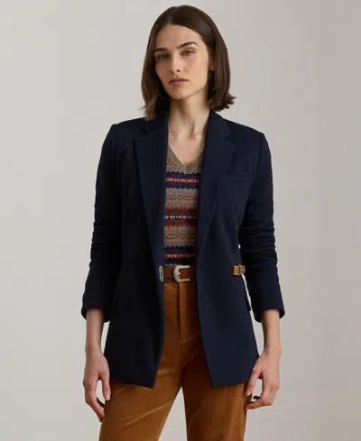 RALPH LAUREN WOMEN'S BUCKLE-TRIM HERRINGBONE JACQUARD BLAZER