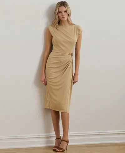 Ralph Lauren Women's Buckle-trim Jersey Boatneck Dress In Sand Dune