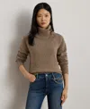 Ralph Lauren Women's Buckle-trim Melange Turtleneck Sweater In Brown