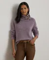 Ralph Lauren Buckle-trim Mélange Turtleneck Sweater In Purple