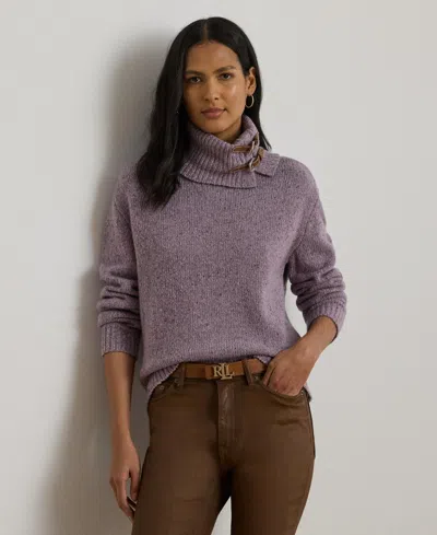 RALPH LAUREN WOMEN'S BUCKLE-TRIM MELANGE TURTLENECK SWEATER