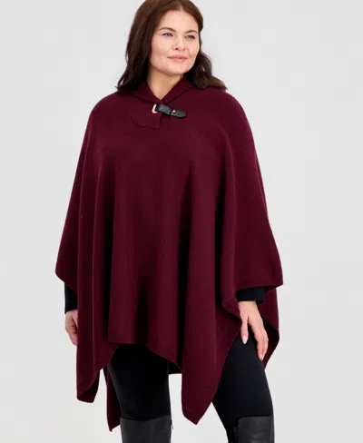 Ralph Lauren Lauren  Buckle Collar Sweater Poncho In Burgundy