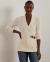Ralph Lauren Buckled Cotton Sweater In Mascarpone Cream