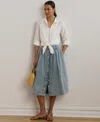 Ralph Lauren Button-front Gathered Midi Skirt In Alicia Wash