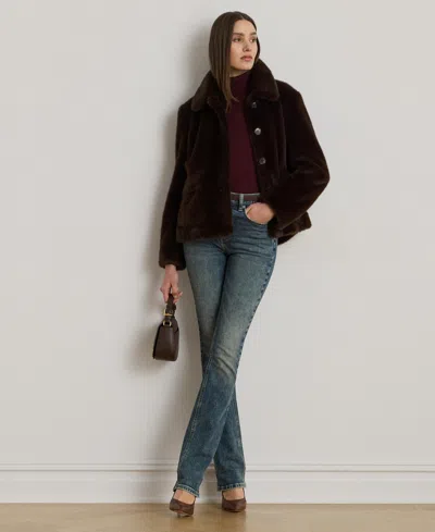 Ralph Lauren Women's Buttoned Faux-fur Jacket In Brown