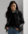 Ralph Lauren Women's Buttoned Leather Jacket In Black