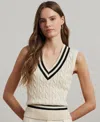 Ralph Lauren Cable-knit Cotton Cricket Sweater Vest In Mascarpone Cream,black