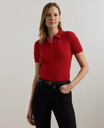 RALPH LAUREN WOMEN'S CABLE-KNIT POLO SHIRT