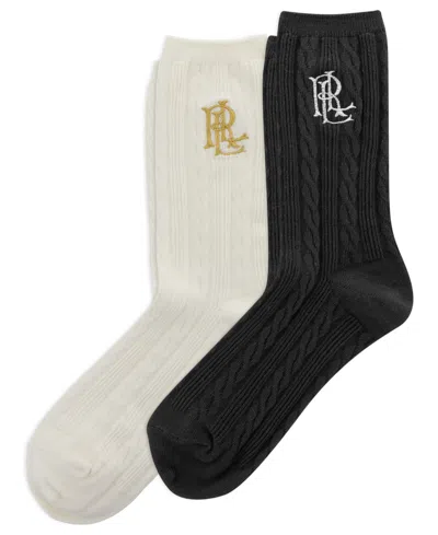 Ralph Lauren Women's Cable Knit Socks, 2-pack In Multi
