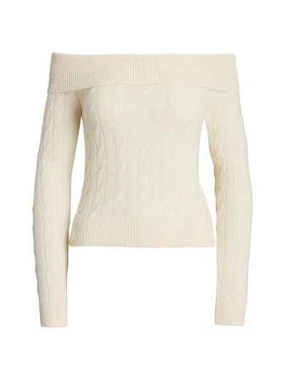 Ralph Lauren Women's Cable-knit Cashmere Slim-fit Sweater In White