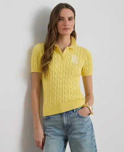 Ralph Lauren Cable-knit Cotton Polo Sweater In Lemon Sorbet In Yellow