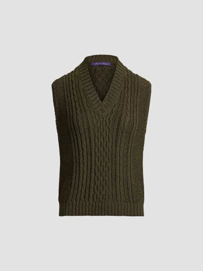 Ralph Lauren Women's Cable-knit Silk-cashmere Sweater Vest In Green
