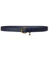 Ralph Lauren Women's Charm Crosshatch Leather Belt In Blue