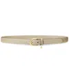 Ralph Lauren Women's Charm Crosshatch Leather Belt In Brown