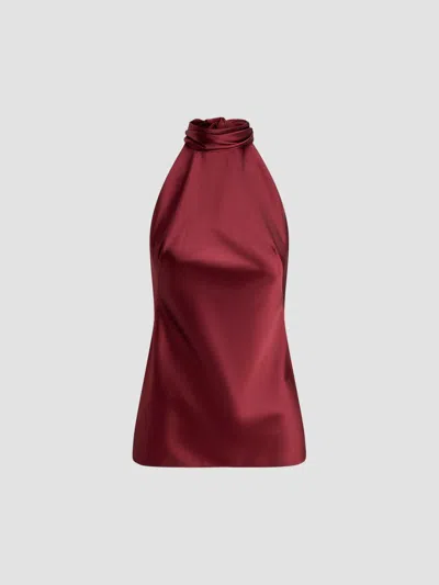 Ralph Lauren Women's Chilton Satin Halter Blouse In Red