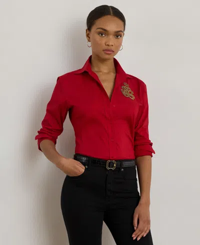 Ralph Lauren Women's Classic-fit Logo Shirt In Red