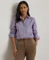 Ralph Lauren Lauren  Relaxed Fit Plaid Cotton Button-up Shirt In Purple