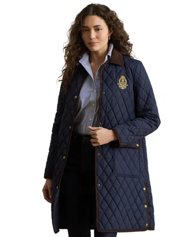 Ralph Lauren Quilted Crest-patch Jacket In Blue