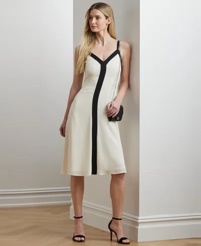 Ralph Lauren Women's Color-blocked Georgette Sleeveless Dress In Mascarpone Cream,black
