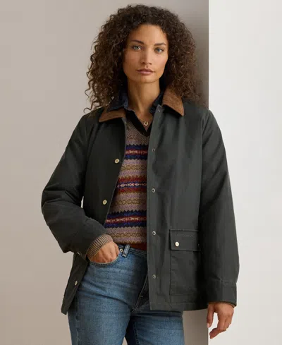 Ralph Lauren Women's Cord-collar Waxed Jacket In Green