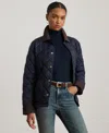 Ralph Lauren Women's Corduroy-collar Diamond Quilted Jacket In Blue