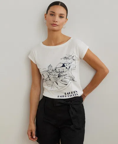 RALPH LAUREN WOMEN'S COTTON-BLEND JERSEY GRAPHIC TEE
