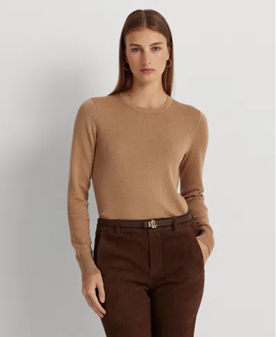 Ralph Lauren Women's Cotton-blend Sweater, Regular & Petite In Classic Camel