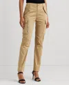 Ralph Lauren Womens Pleated Utility Cargo Pants In Birch Tan