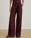 Ralph Lauren Women's Creased Wide-leg Pants In Burgundy