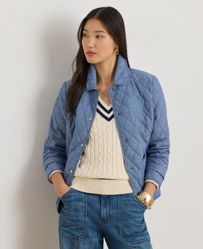 Ralph Lauren Diamond-quilted Chambray Barn Jacket In Blue Chambray
