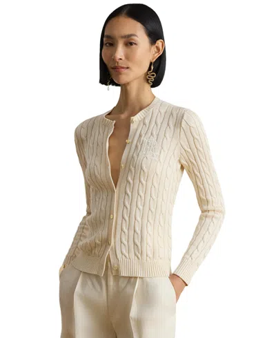 Ralph Lauren Womens Crewneck Buttoned Placket Cardigan Sweater In Neutral