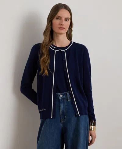 Ralph Lauren Women's Crewneck Cardigan Sweater In Blue