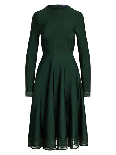 Ralph Lauren Crewneck Long-sleeve Sweater Day Dress In Green