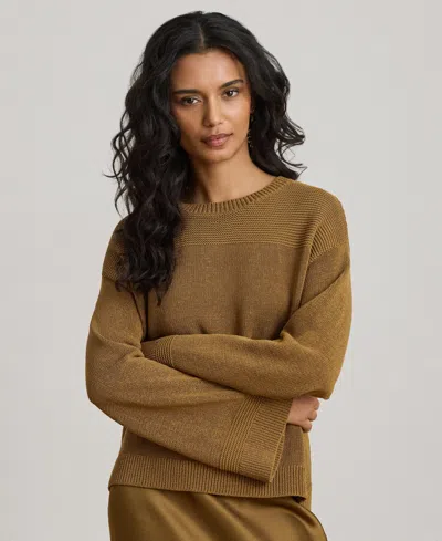 Ralph Lauren Womens Crewneck Long Sleeve Sweater In Brown