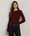 Ralph Lauren Cotton-blend Long-sleeve Top In Burgundy